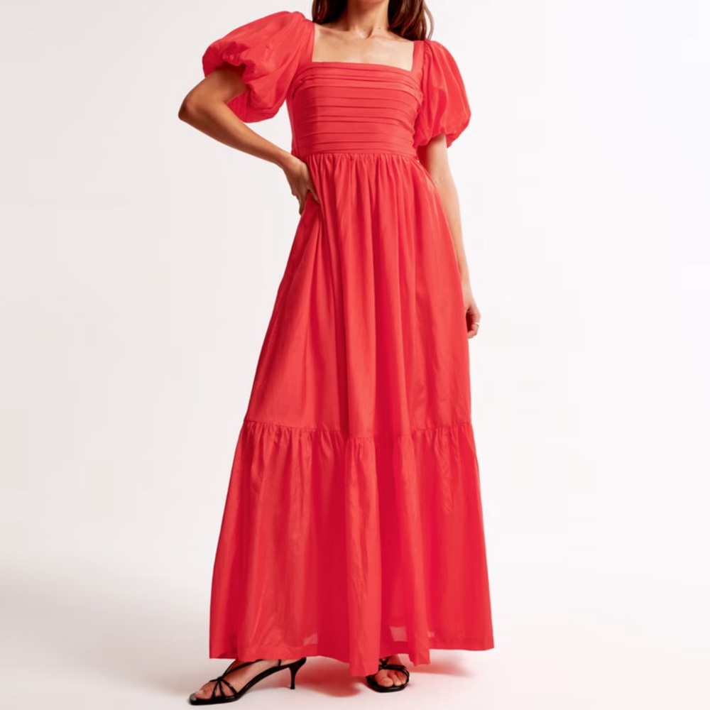 Abercrombie & Fitch Emerson Drama Bow-Back Maxi Dress Red - Picture 2 of 6